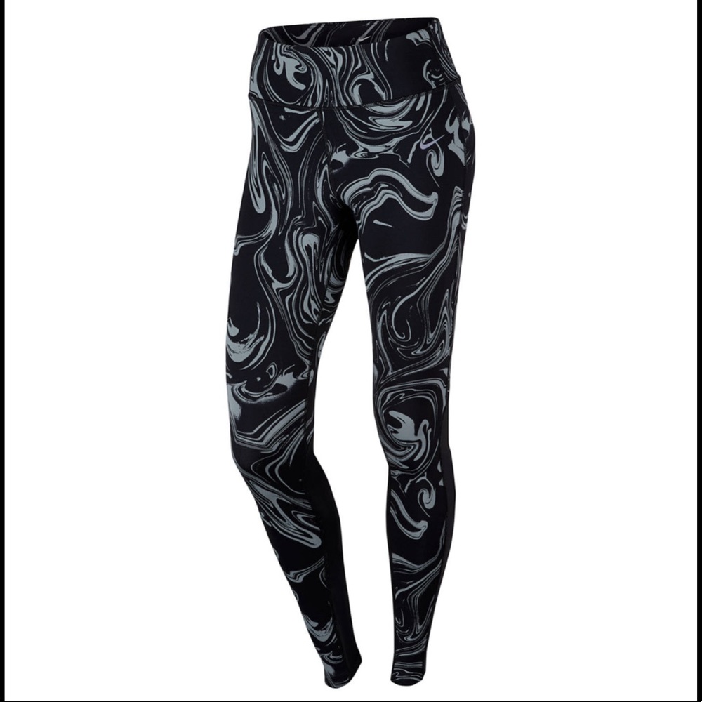 NIKE black and grey swirl fitted running leggings